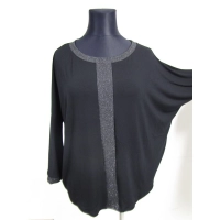 Tunika Bella luźna oversize ze srebrnymi wstawkami - czarna